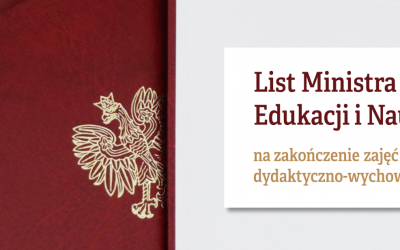 List Ministra Edukacji i Nauki na zakończenie roku szkolnego